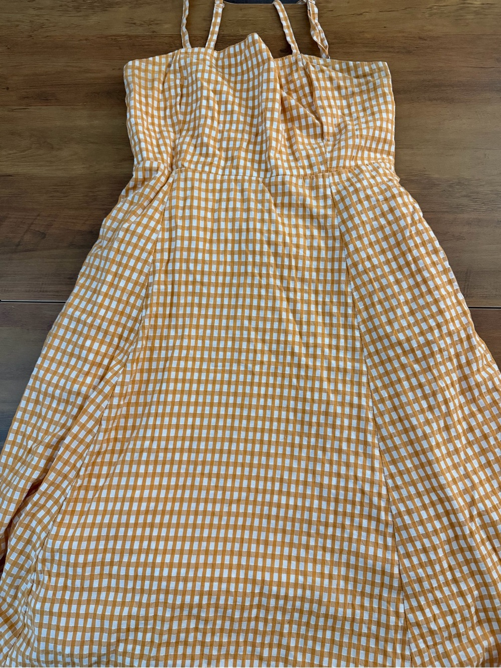GAP Orange and White Smocked Gingham Top